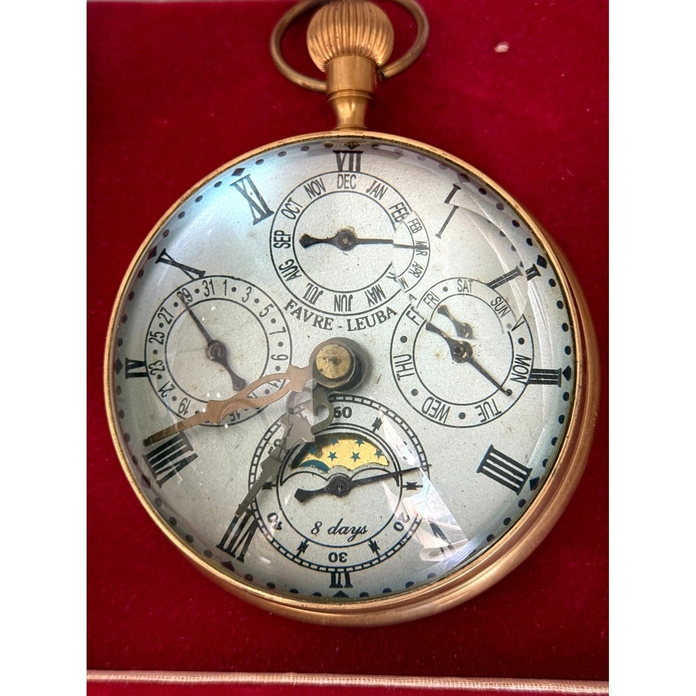 Vintage Favre Leuba 8 Days Swiss Desk Clock Maritime Large Mechanical Table